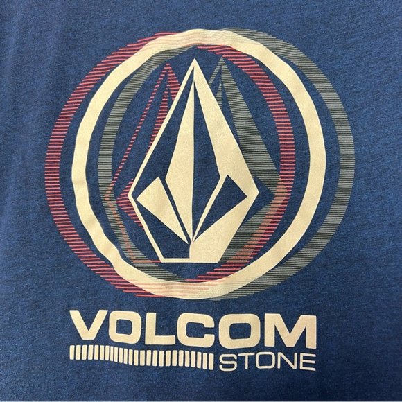 Volcom tshirt blue logo emblem decal orange beige streetwear style skater 🛹 - Picture 4 of 5
